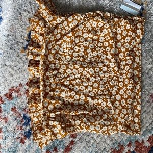 Mustard Floral Mini Skirt XXL